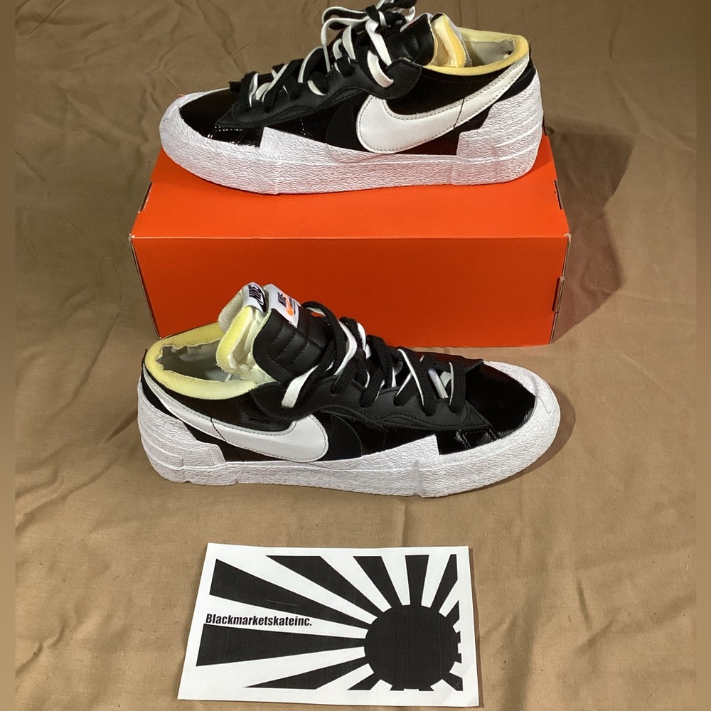Sacai x Nike Blazer Low Black Patent DM6443-001 Men's Size 10